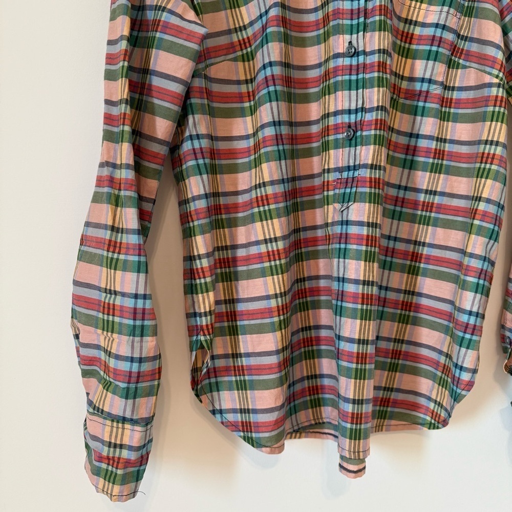 J. Crew Classic Pink Plaid Silk and Cotton Preppy Women’s Shirt - Picture 9 of 11